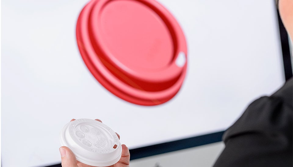Image of cup lid on a screen