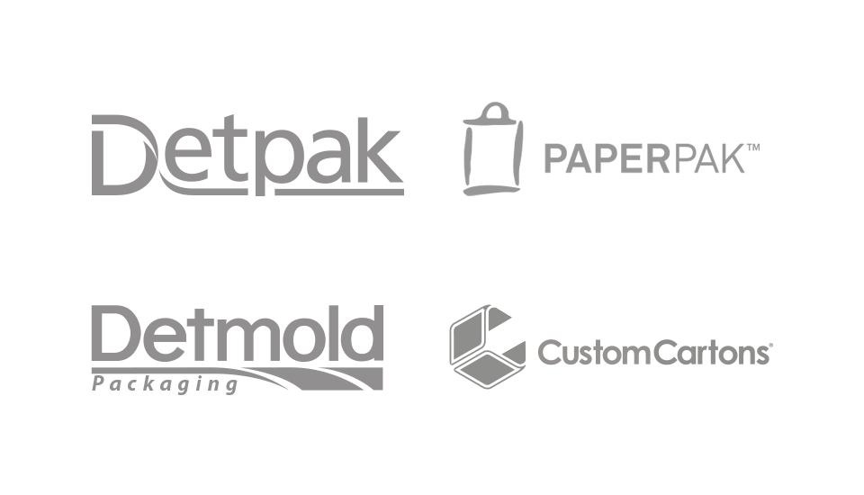Image of Detpak, Custom Cartons, Detmold Packaging and PaperPak logos
