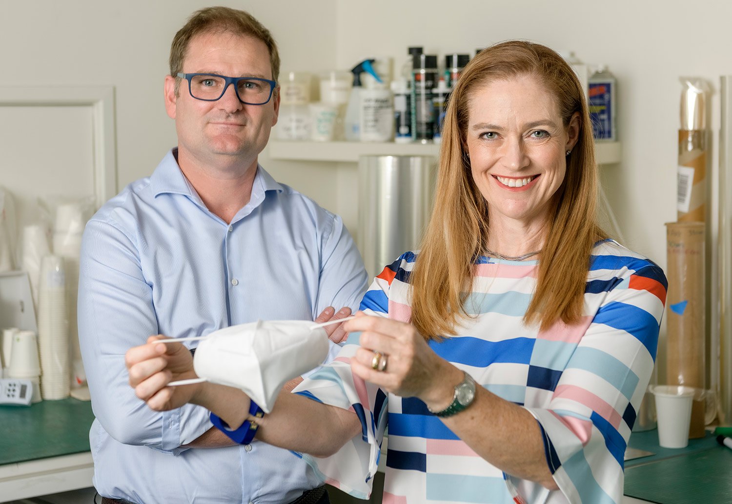 Image of CEO Alf Ianniello and Director Sascha Detmold Cox with face masks