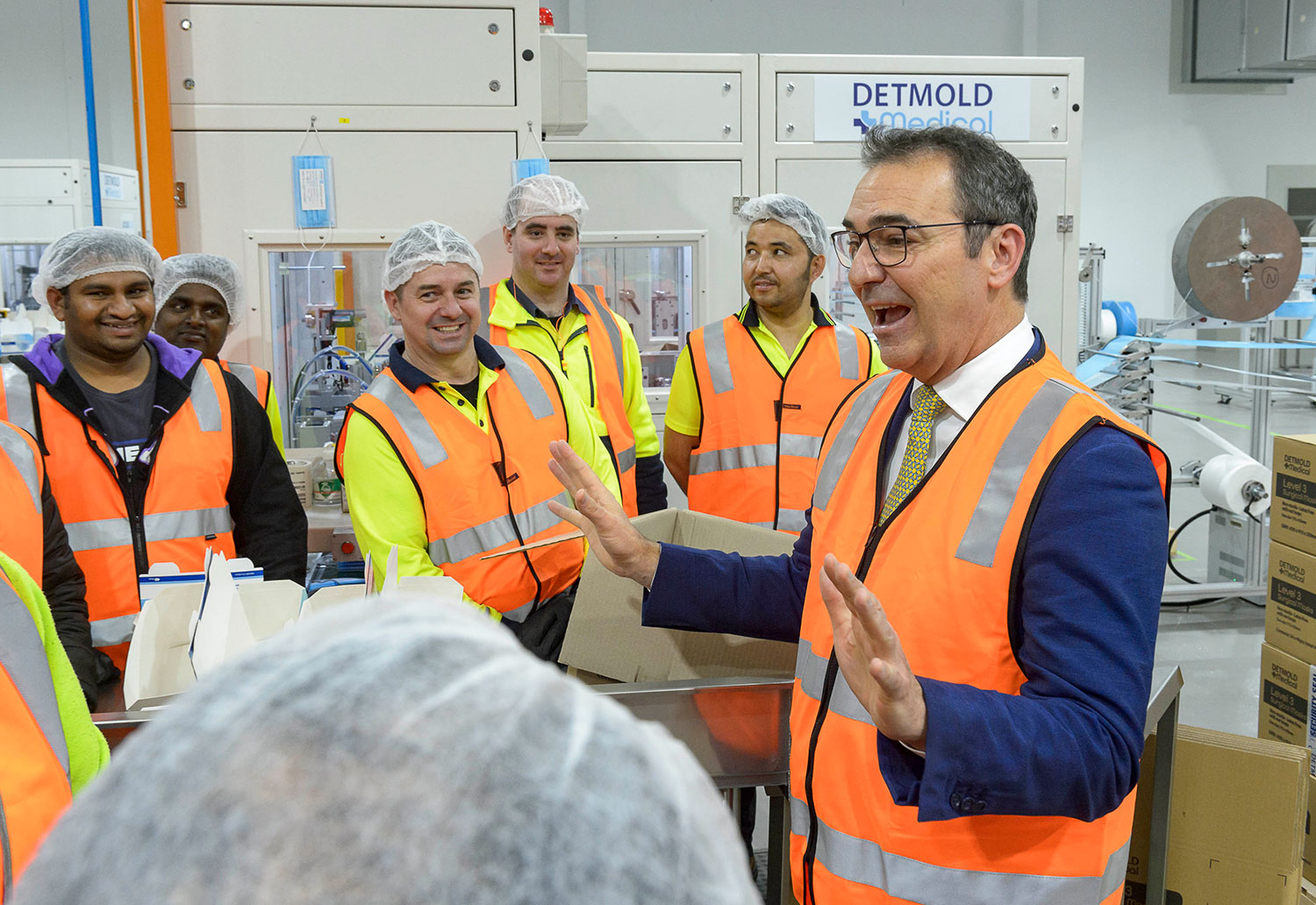 SA Premier Steven Marshall addresses Detmold Medical staff