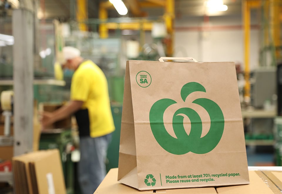 Image of Woolies bag at the Detpak Adelaide manufacturing facility